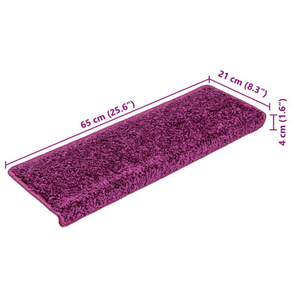 Tapetes de escada 10 peças 65x21x4 cm roxo com borda retangular
