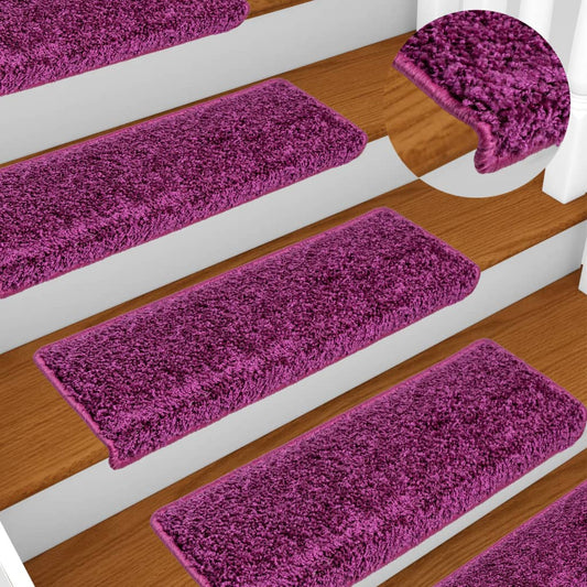 Tapetes de escada 10 peças 65x21x4 cm roxo com borda retangular