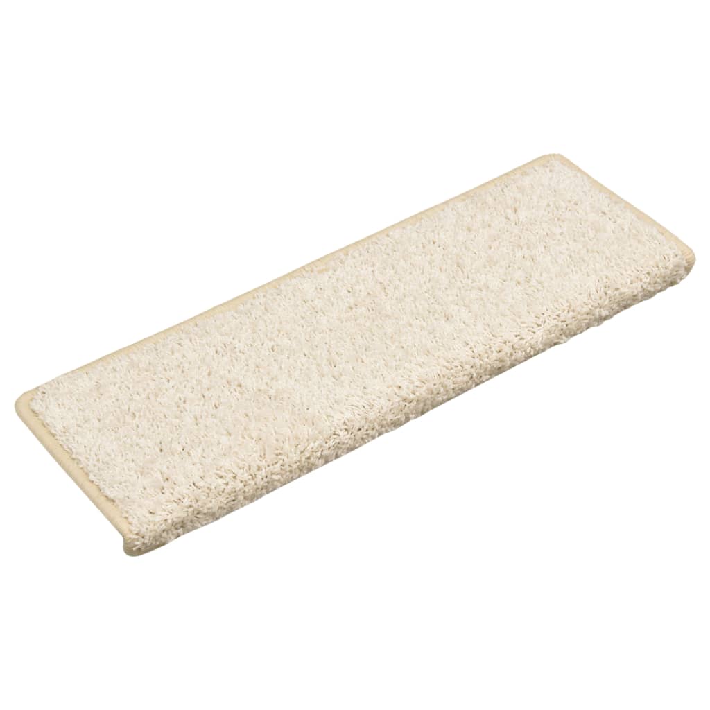 Tapetes de escada 10 peças 65x21x4 cm branco com borda retangular