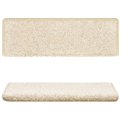 Tapetes de escada 10 peças 65x21x4 cm branco com borda retangular