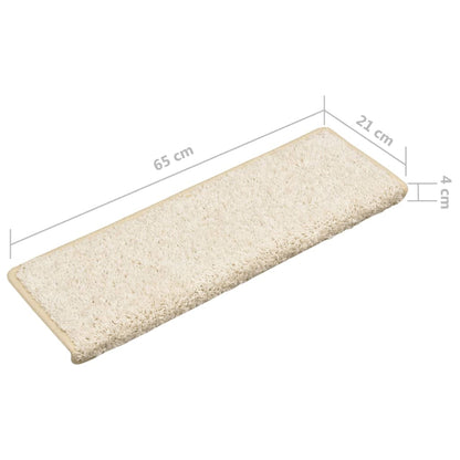 Tapetes de escada 10 peças 65x21x4 cm branco com borda retangular