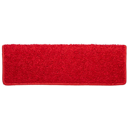 Tapetes de escada 10 peças 65x21x4 cm vermelho com borda retangular