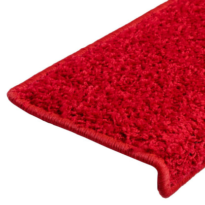 Tapetes de escada 10 peças 65x21x4 cm vermelho com borda retangular