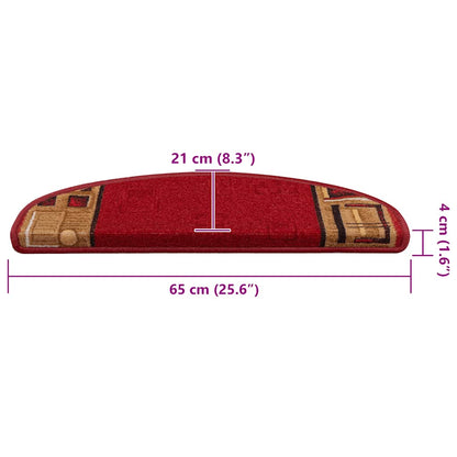 Tapetes de escadas adesivos 10 pcs 65x21x4 cm vermelho