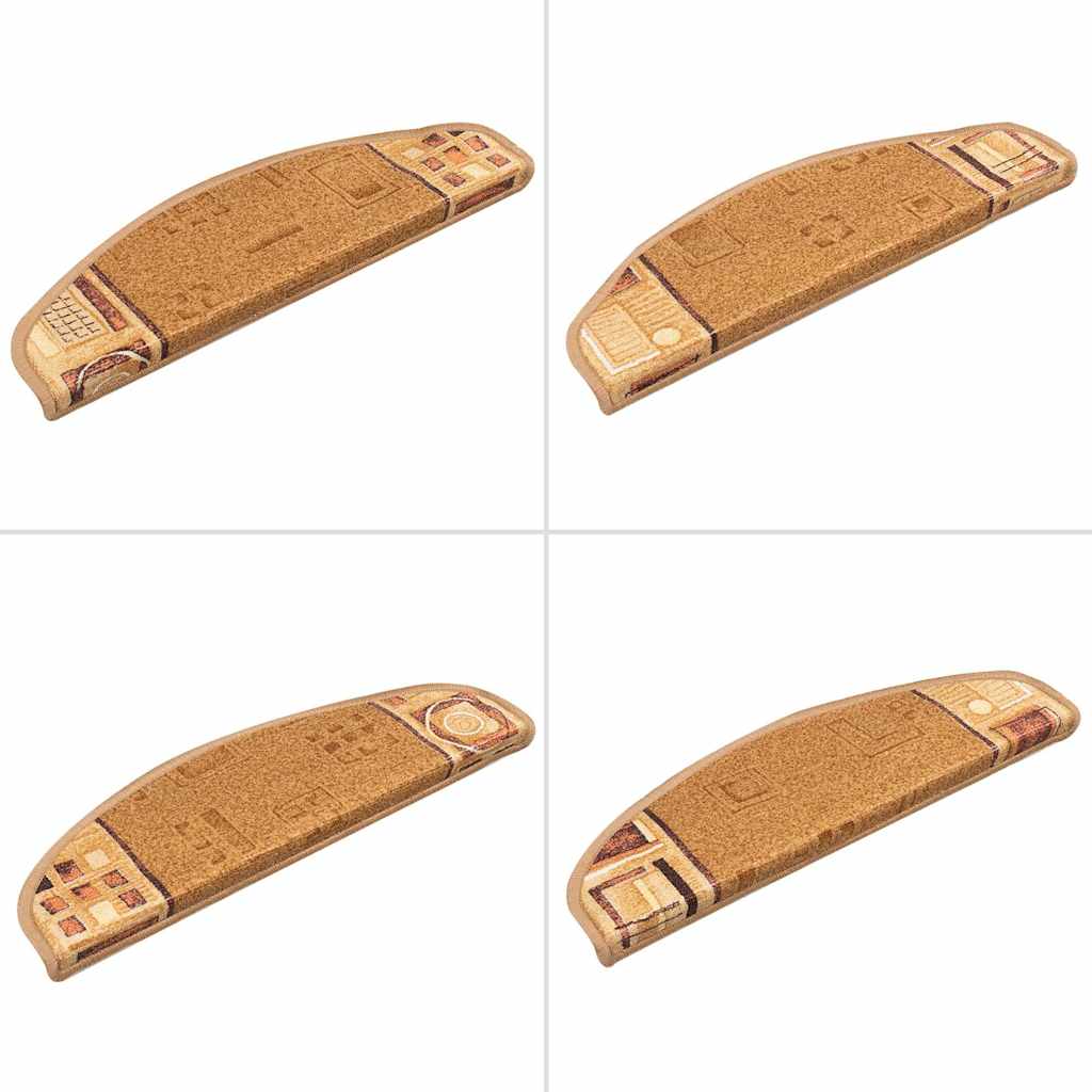 Tapetes de escadas adesivos 5 pcs 65x21x4 cm bege