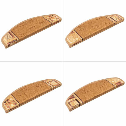 Tapetes de escadas adesivos 5 pcs 65x21x4 cm bege