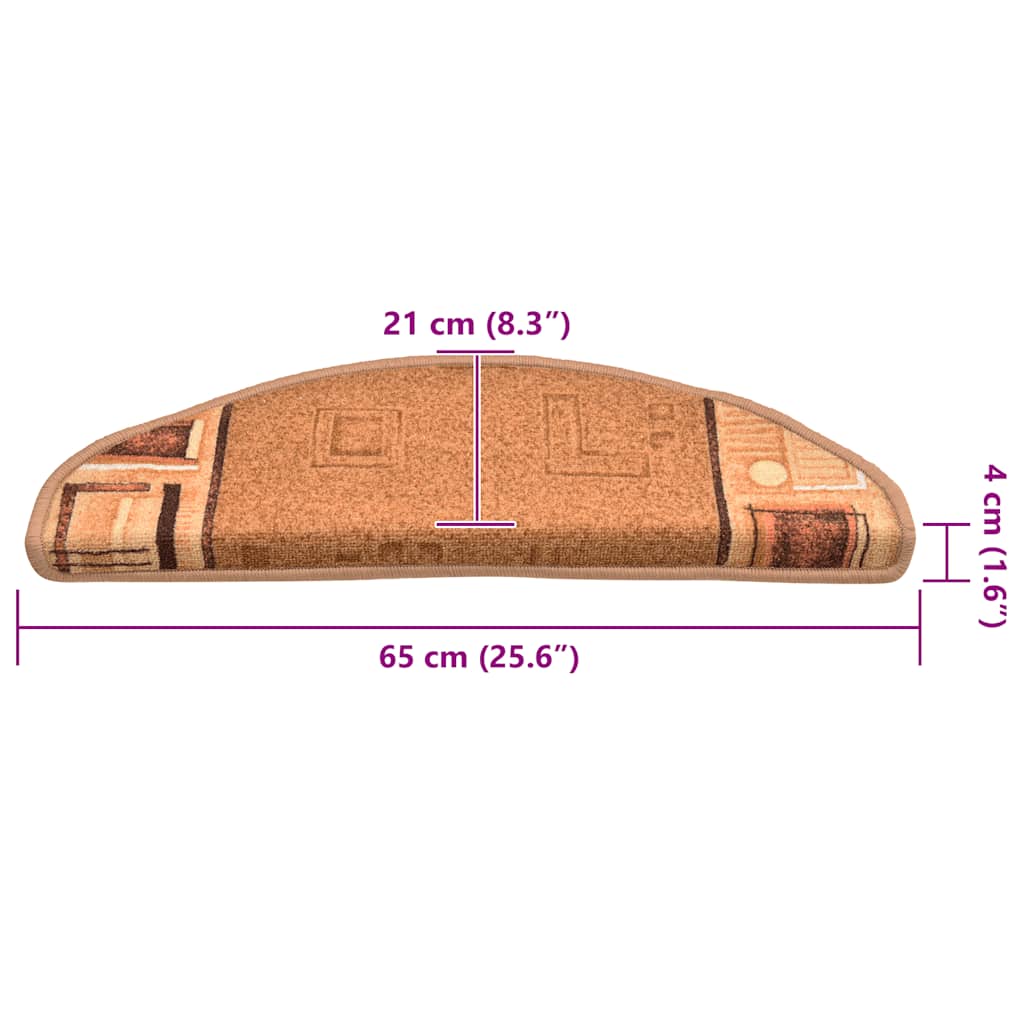 Tapetes de escadas adesivos 5 pcs 65x21x4 cm bege