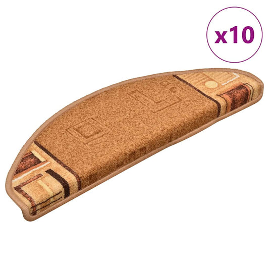 Tapetes de escadas adesivos 10 pcs 65x21x4 cm bege