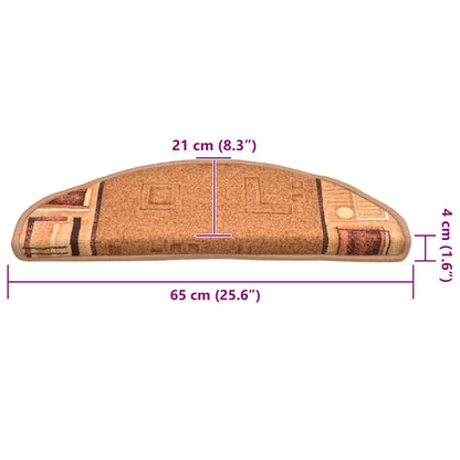 Tapetes de escadas adesivos 10 pcs 65x21x4 cm bege