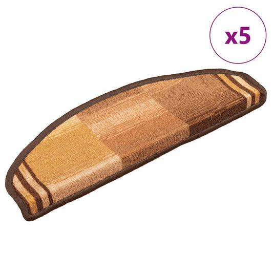 Tapetes de escadas adesivos 5 pcs 65x21x4 cm castanho