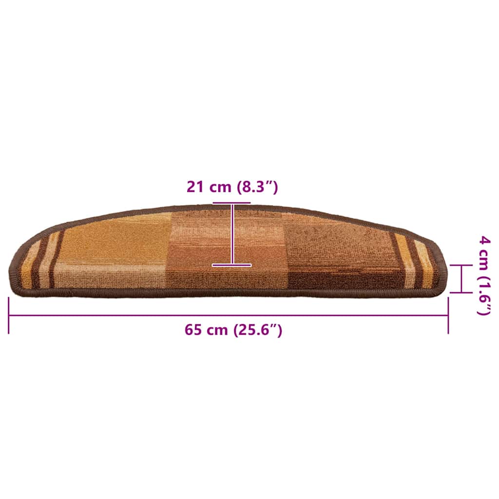 Tapetes de escadas adesivos 5 pcs 65x21x4 cm castanho