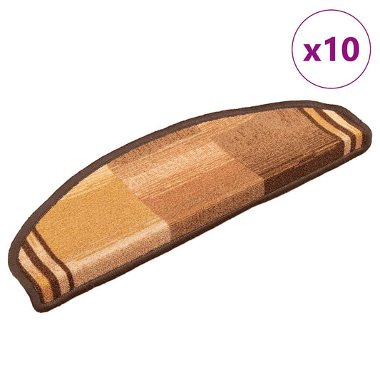 Tapetes de escadas adesivos 10 pcs 65x21x4 cm castanho