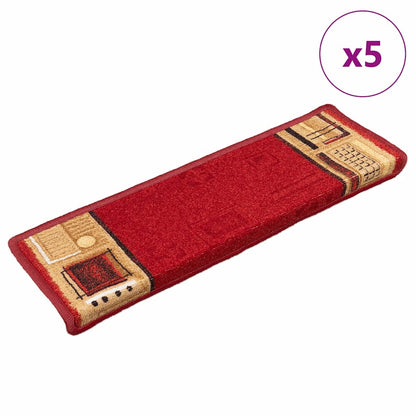 Tapetes de escadas adesivos 5 pcs 65x21x4 cm vermelho