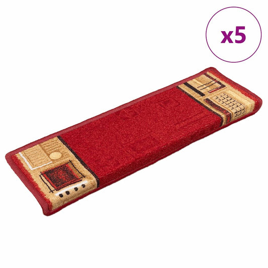 Tapetes de escadas adesivos 5 pcs 65x21x4 cm vermelho