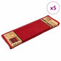 Tapetes de escadas adesivos 5 pcs 65x21x4 cm vermelho