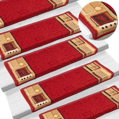 Tapetes de escadas adesivos 5 pcs 65x21x4 cm vermelho