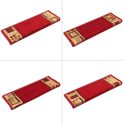 Tapetes de escadas adesivos 5 pcs 65x21x4 cm vermelho