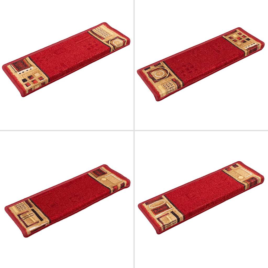 Tapetes de escadas adesivos 10 pcs 65x21x4 cm vermelho