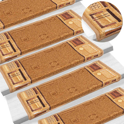 Tapetes de escadas adesivos 10 pcs 65x21x4 cm bege