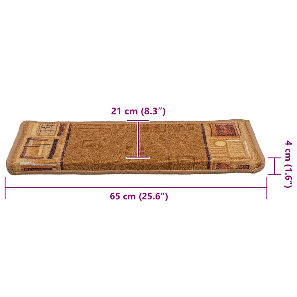Tapetes de escadas adesivos 10 pcs 65x21x4 cm bege