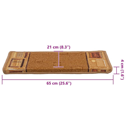 Tapetes de escadas adesivos 10 pcs 65x21x4 cm bege