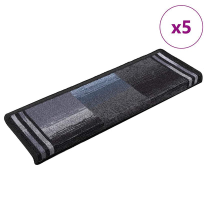 Tapetes de escadas adesivos 5 pcs 65x21x4 cm preto e cinzento