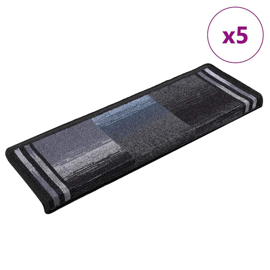Tapetes de escadas adesivos 5 pcs 65x21x4 cm preto e cinzento