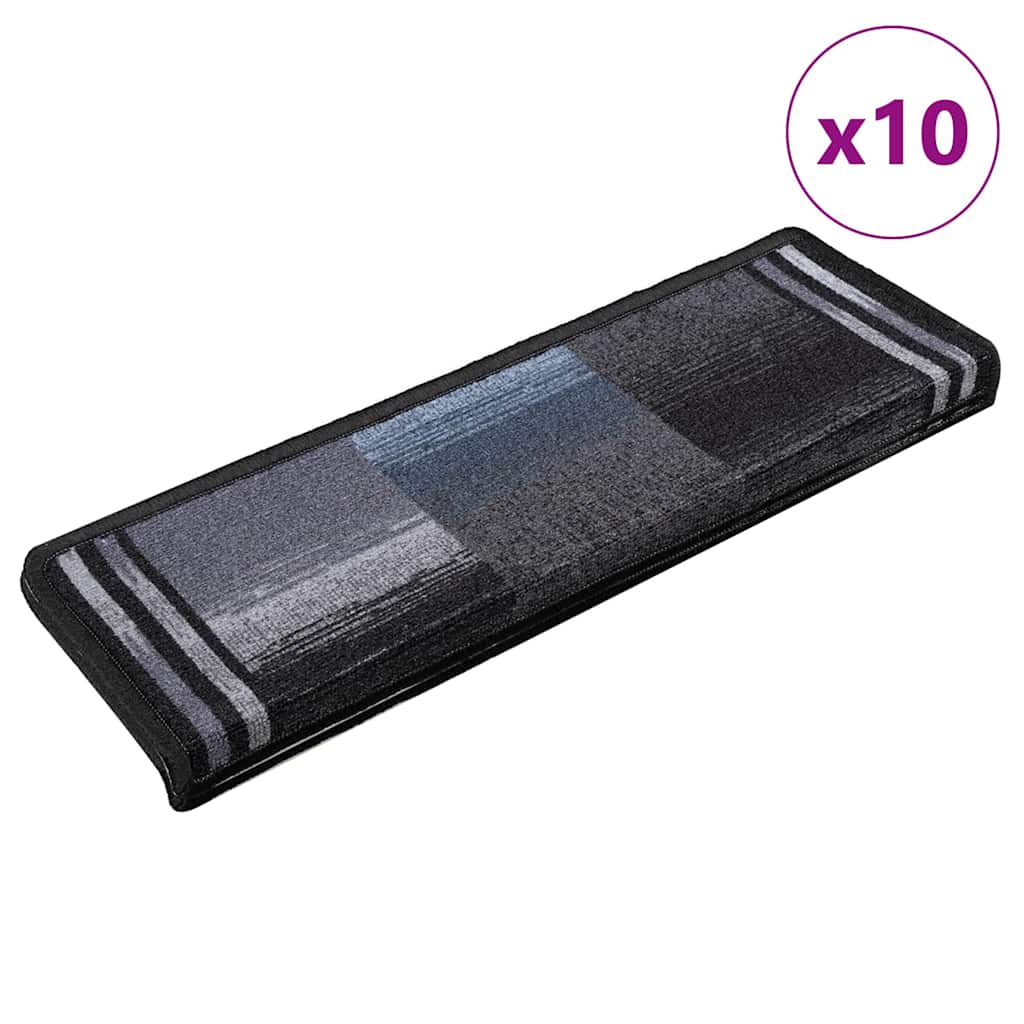 Tapetes de escadas adesivos 10 pcs 65x21x4 cm preto e cinzento