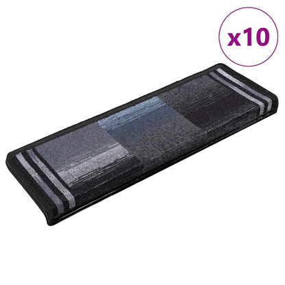 Tapetes de escadas adesivos 10 pcs 65x21x4 cm preto e cinzento