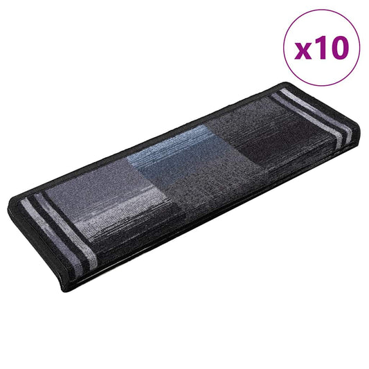 Tapetes de escadas adesivos 10 pcs 65x21x4 cm preto e cinzento