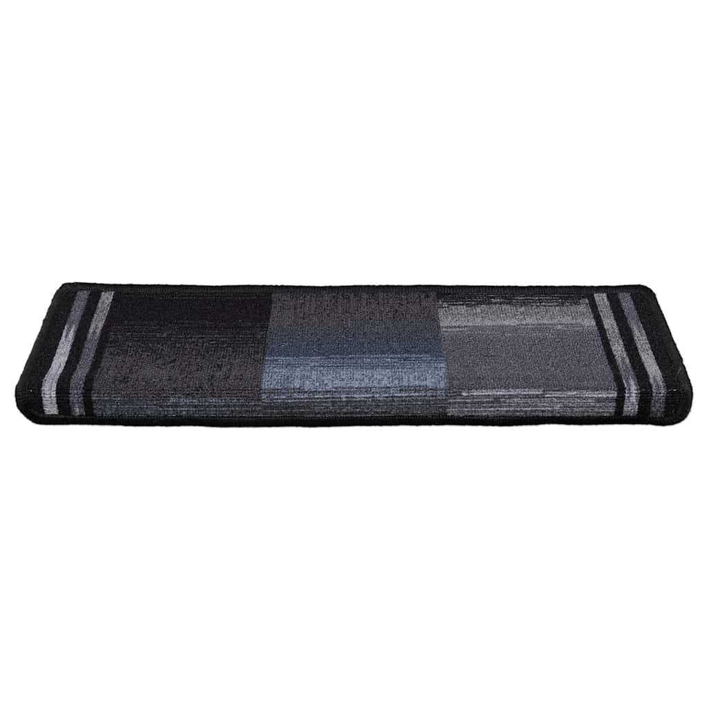Tapetes de escadas adesivos 10 pcs 65x21x4 cm preto e cinzento