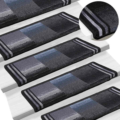 Tapetes de escadas adesivos 10 pcs 65x21x4 cm preto e cinzento
