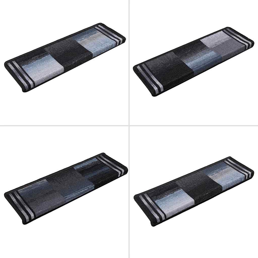 Tapetes de escadas adesivos 10 pcs 65x21x4 cm preto e cinzento