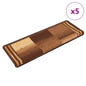 Tapetes de escadas adesivos 5 pcs 65x21x4 cm castanho