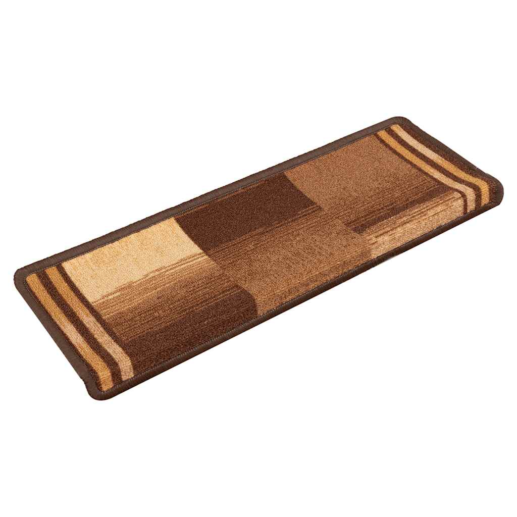 Tapetes de escadas adesivos 5 pcs 65x21x4 cm castanho