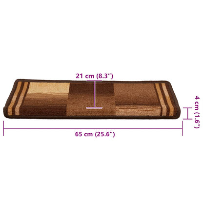 Tapetes de escadas adesivos 5 pcs 65x21x4 cm castanho