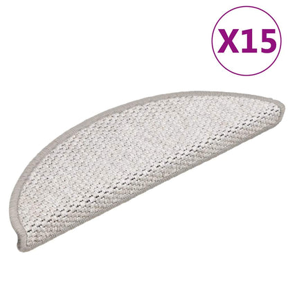 Tapetes escada adesivos aspeto sisal 15 pcs 56x17x3cm platinado