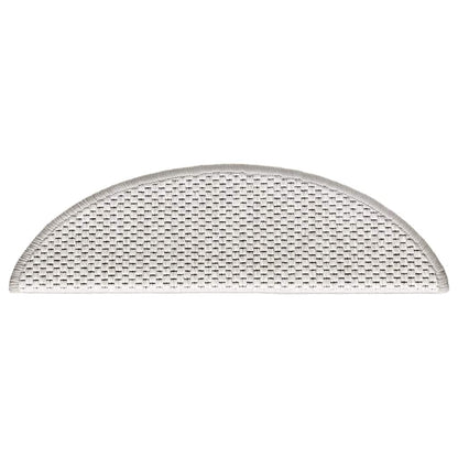 Tapetes escada adesivos aspeto sisal 15 pcs 56x17x3cm platinado