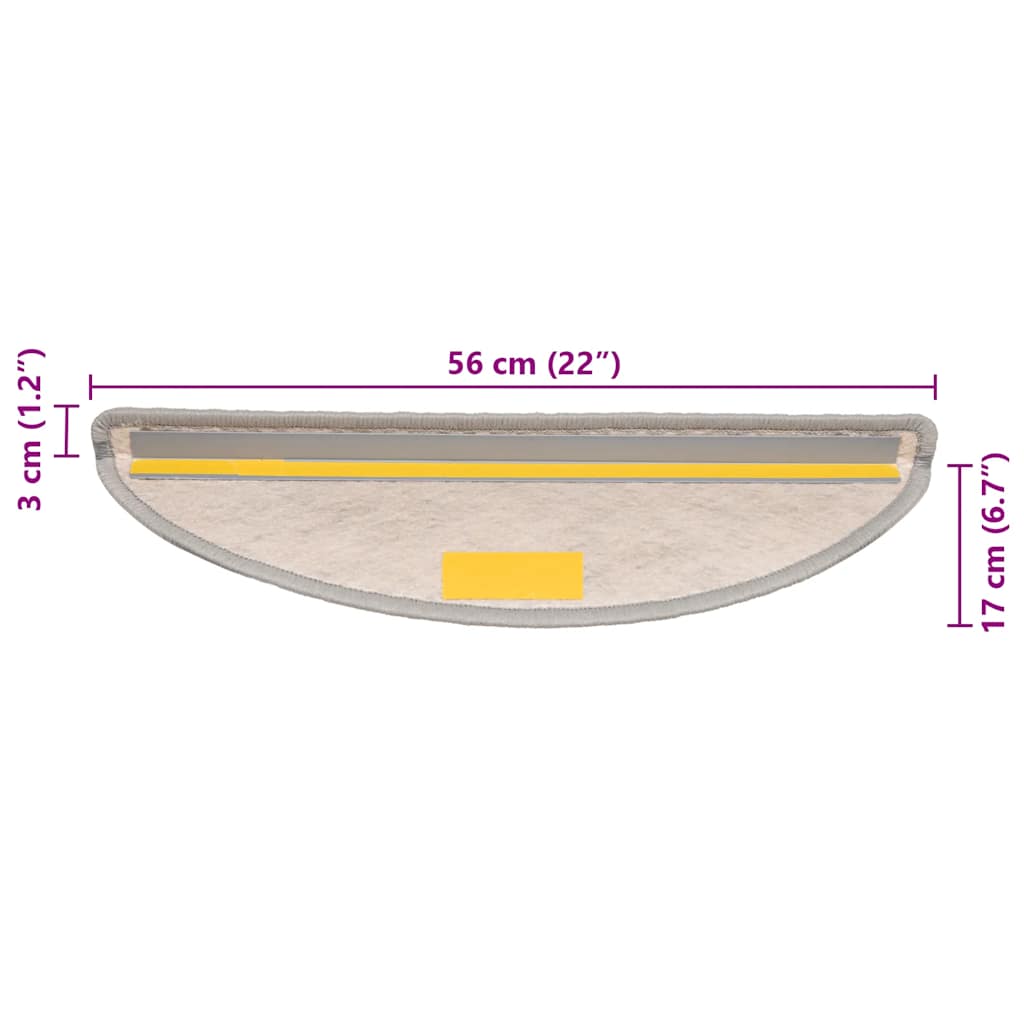 Tapetes escada adesivos aspeto sisal 15 pcs 56x17x3cm platinado