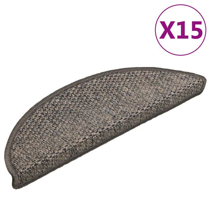 Tapetes escada adesivos aspeto sisal 15 pcs bege/castanho