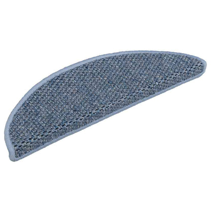 Tapetes escada adesivos aspeto sisal 15 pcs 56x17x3 cm azul