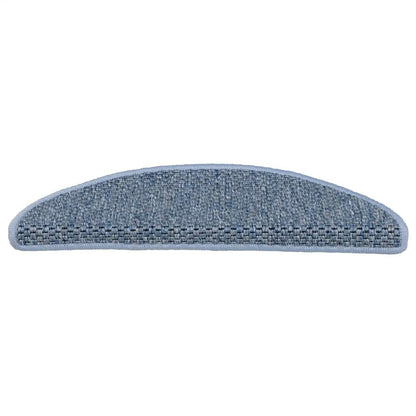 Tapetes escada adesivos aspeto sisal 15 pcs 56x17x3 cm azul
