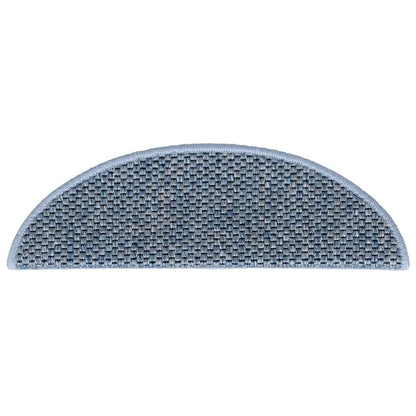 Tapetes escada adesivos aspeto sisal 15 pcs 56x17x3 cm azul