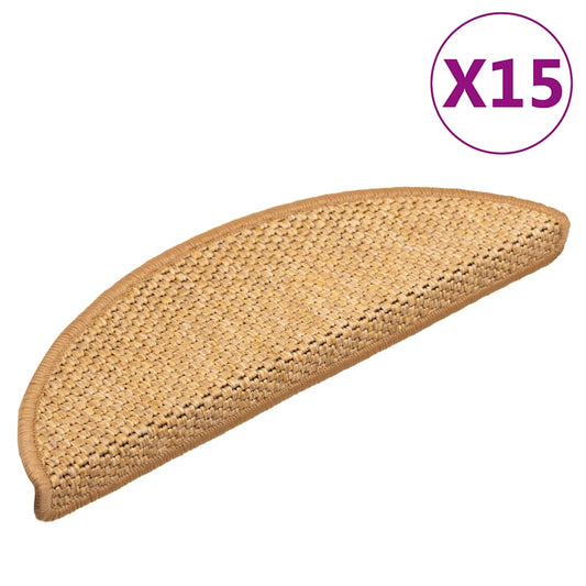 Tapetes escada adesivos aspeto sisal 15 pcs cor de sisal