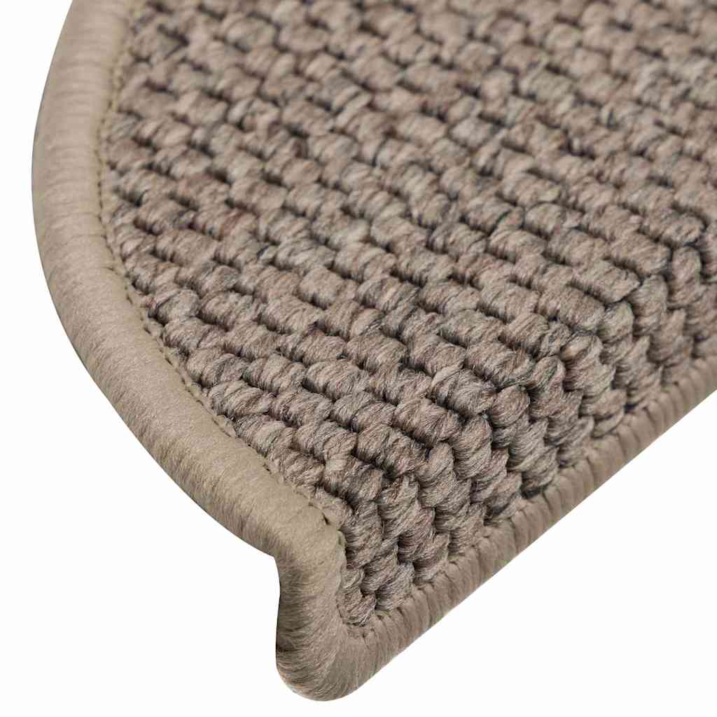 Tapetes escada adesivos aspeto sisal 15 pcs 56x17x3 bege-escuro