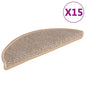 Tapetes escada adesivos aspeto sisal 15pcs 56x17x3cm bege-claro