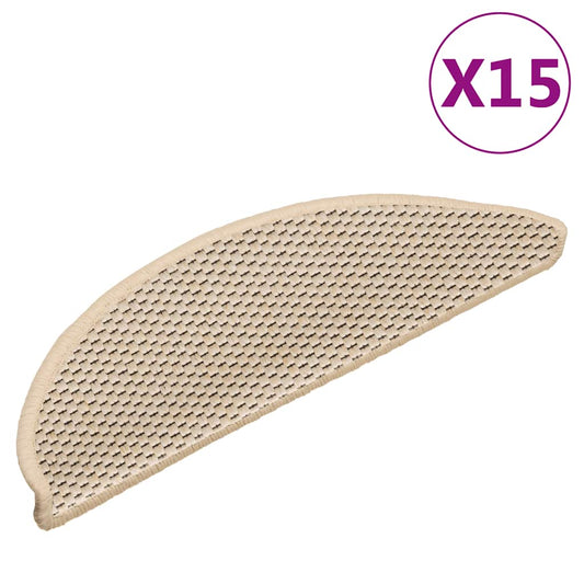 Tapetes escada adesivos aspeto sisal 15 pcs 56x17x3 cm berbere