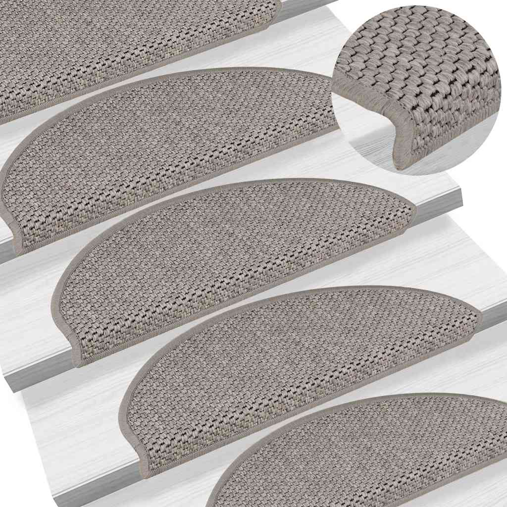 Tapetes escada adesivos aspeto sisal 15pcs 65x21x4 cm prateado