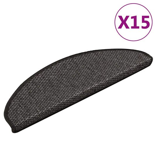 Tapetes escada adesivos aspeto sisal 15pcs 65x21x4 cm antracite