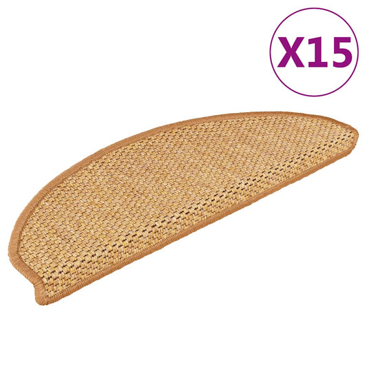Tapetes escada adesivos aspeto sisal 15 pcs cor de sisal